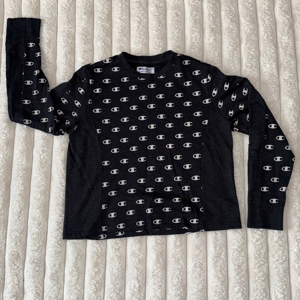 Champion Dark Grey Sweater w/ White Logo Design